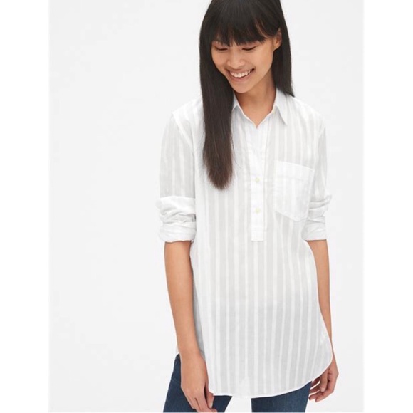 NWT GAP 100% Cotton Boyfriend Fit Popover Shirt - Picture 1 of 14